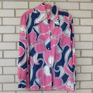 Vintage 60s 70s White Stag Disco Shirt 44" Bust Size 20 Large Butterfly Collar